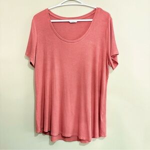 Denver Hayes Coral Heathered Ribbed Tee – Size Large GUC